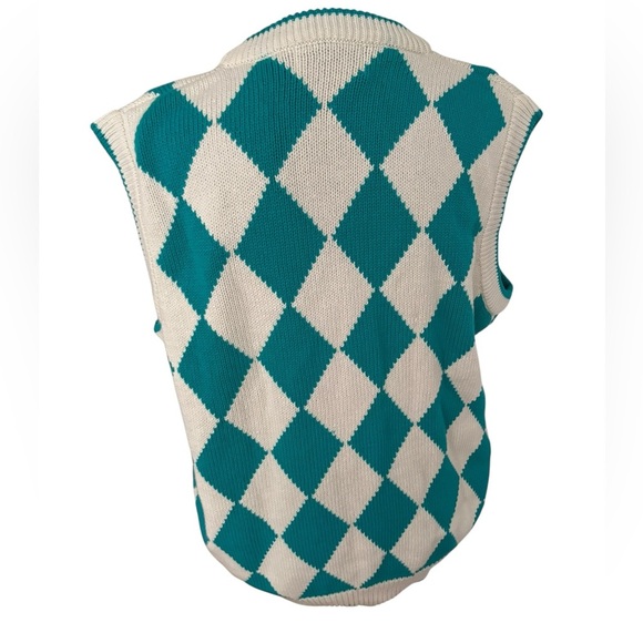 Vintage Argyle turquoise and pink sweater vest “North Jersey Country Club” - Picture 8 of 9